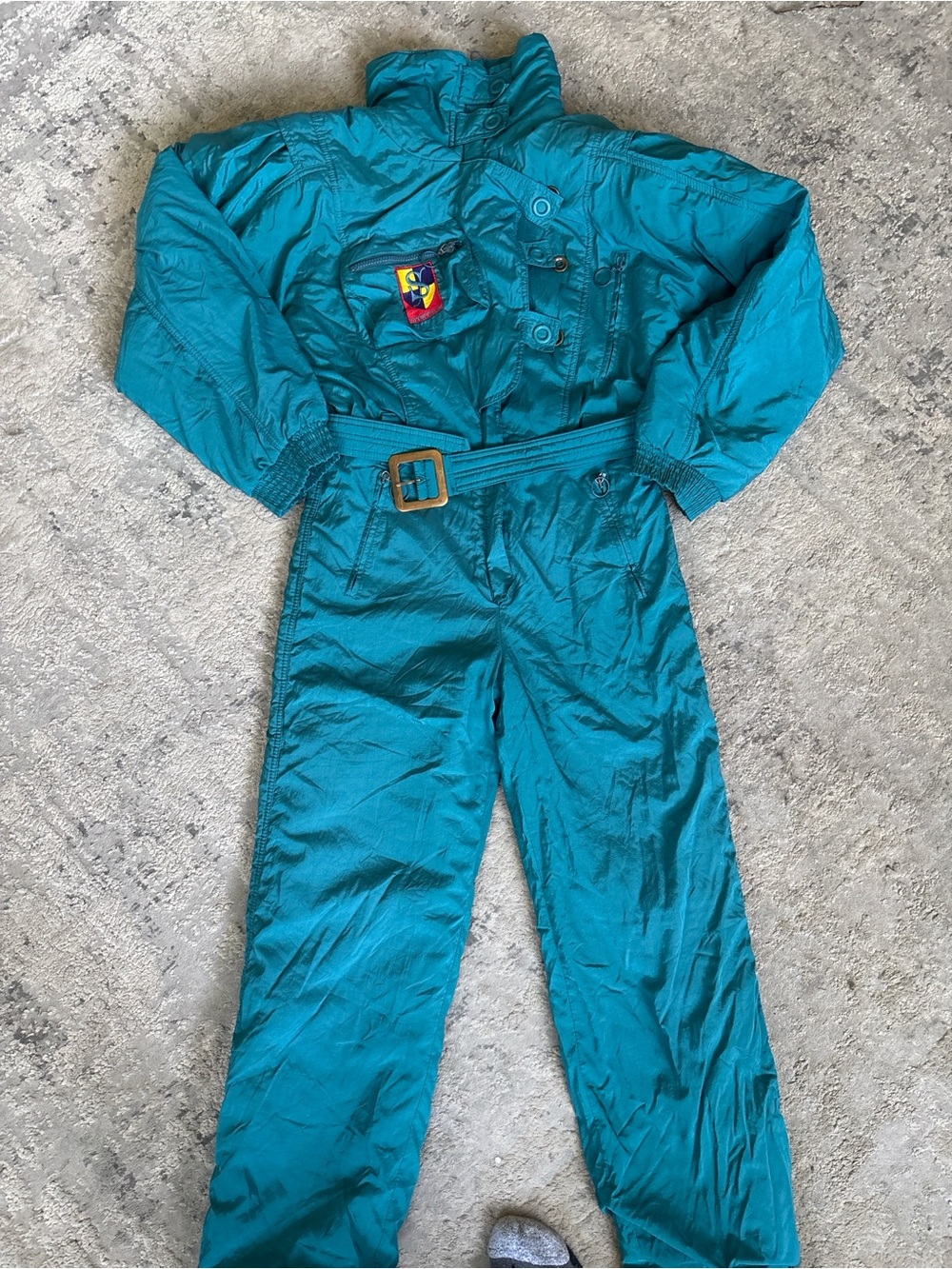 VINTAGE 80s Sportalm women’s Teal One-Piece Pajama Jumpsuit with Belt